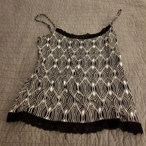 White and black geometric dress tank top